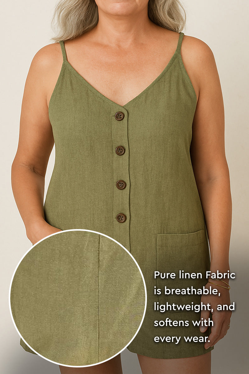 100% Pure Linen Breathable Natural Comfort Jumpsuit