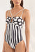 Swimsuit With Poa Print and Black Stripes