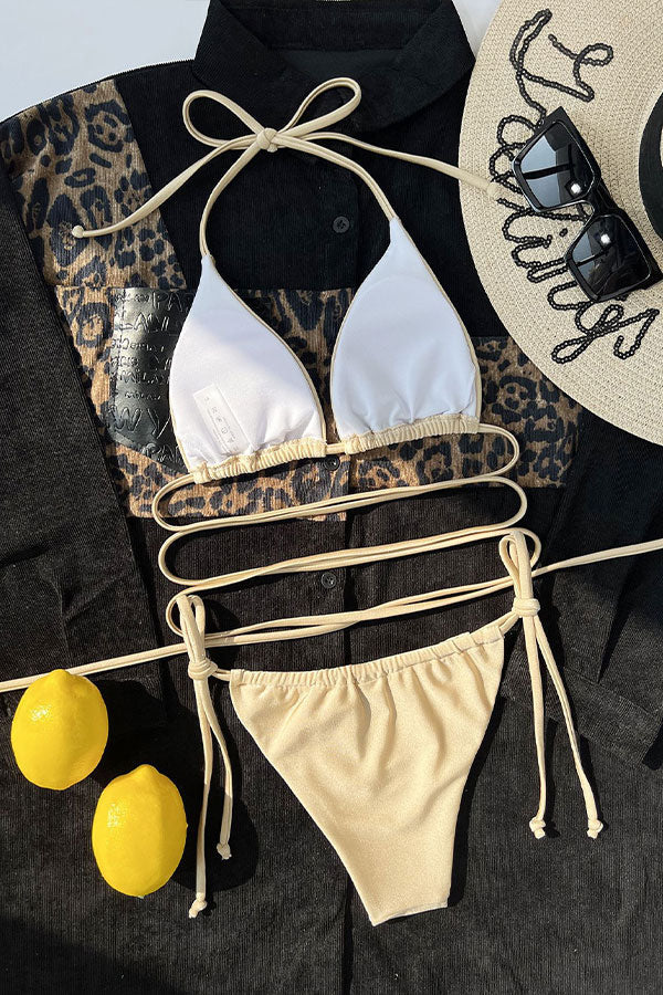 Mini Simple Bandage Split Bikini Swimsuit