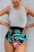 Striped Leafy One Piece Swimsuit