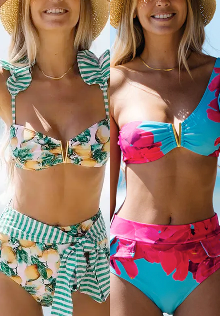 Large Ruffled Lace-Up Bikini