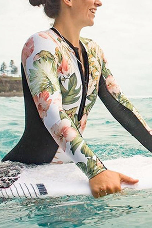 Long-Sleeved Zipper Surfing Swimsuit